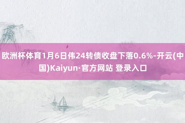 欧洲杯体育1月6日伟24转债收盘下落0.6%-开云(中国)Kaiyun·官方网站 登录入口
