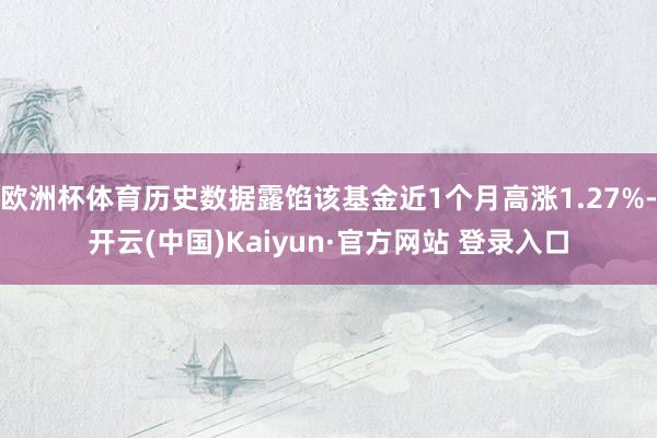 欧洲杯体育历史数据露馅该基金近1个月高涨1.27%-开云(中国)Kaiyun·官方网站 登录入口