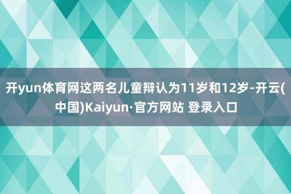 开yun体育网这两名儿童辩认为11岁和12岁-开云(中国)Kaiyun·官方网站 登录入口