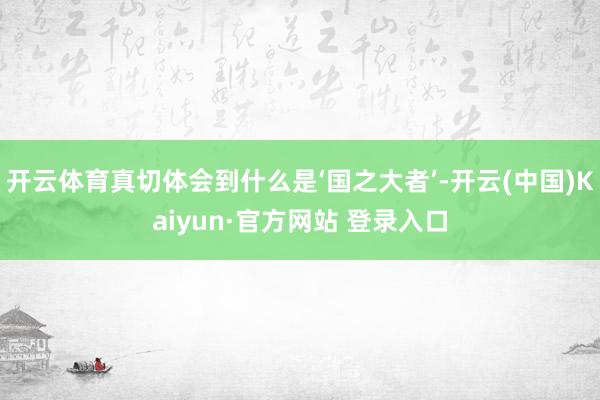 开云体育真切体会到什么是‘国之大者’-开云(中国)Kaiyun·官方网站 登录入口