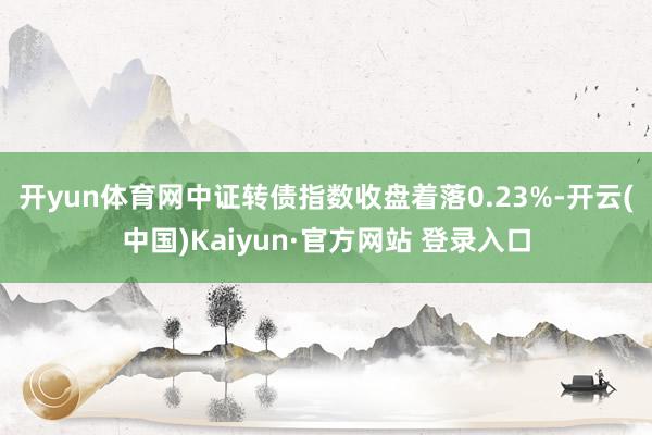 开yun体育网　　中证转债指数收盘着落0.23%-开云(中国)Kaiyun·官方网站 登录入口