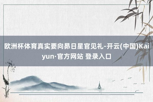 欧洲杯体育真实要向昴日星官见礼-开云(中国)Kaiyun·官方网站 登录入口