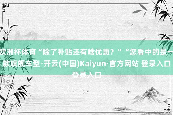 欧洲杯体育“除了补贴还有啥优惠？”“您看中的是一款旗舰车型-开云(中国)Kaiyun·官方网站 登录入口